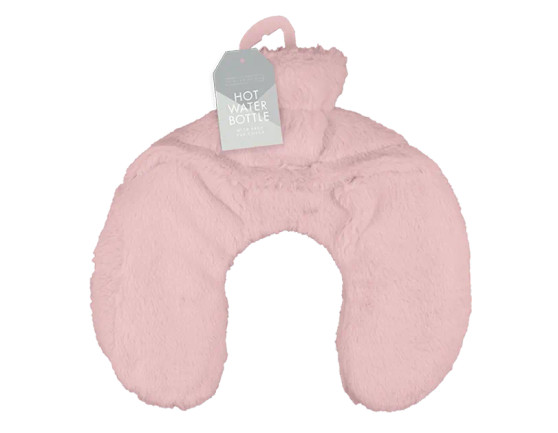 Faux Fur Neck Hot Water Bottle 1L - Pink