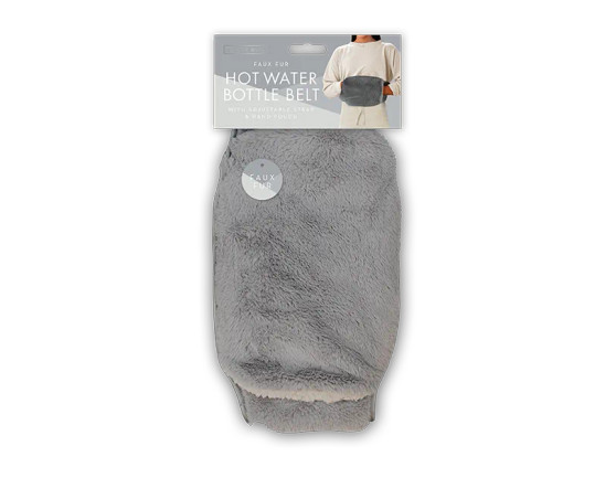 Faux Fut Hot Water Bottle Belt - Grey