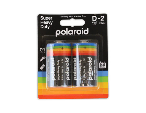 Polaroid Super Heavy Duty D Batteries 2 Pack