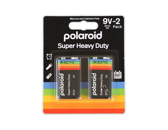 Polaroid Super Heavy Duty 9V Batteries 2 Pack