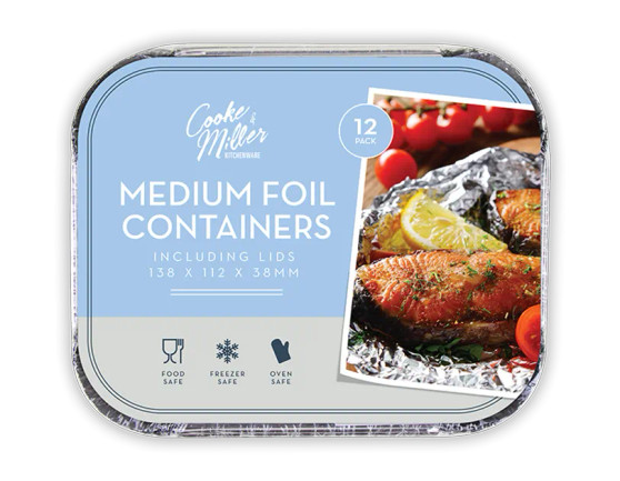 Medium Foil Containers & Lids 12pk