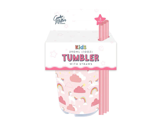 Unicorn Tumbler with Straw 3pk