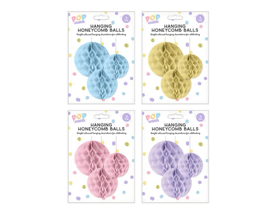 Pastel Honeycomb Hanging Decoration 3pk