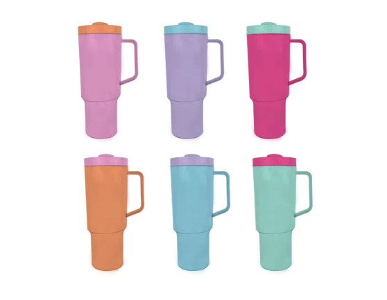 Solid Colour Cup With Mix Match Straw 1200ml - Assorted