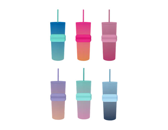 Ombre Tumbler with Straw 700ml - Assorted