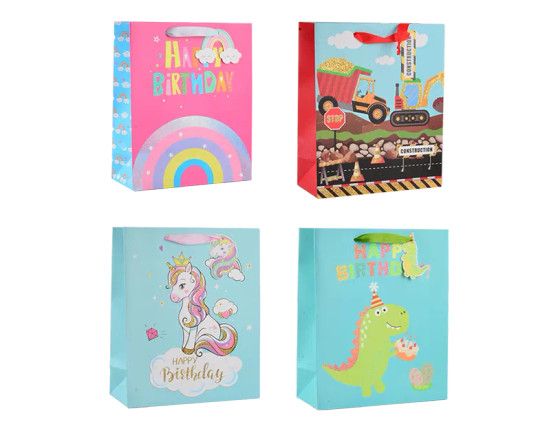 Childrens Glitter Large Gift Bag - Assorted