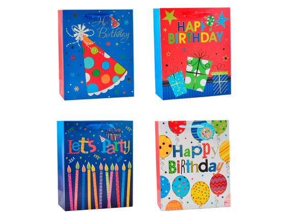 Childrens Foiled Large Gift Bag - Assorted