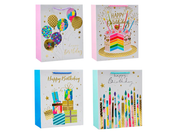 Unisex Foiled Large Gift Bag - Assorted