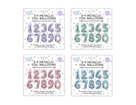 0-9 Pastel Foil Balloons