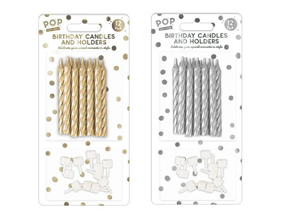 Metallic Candles Set 12pk