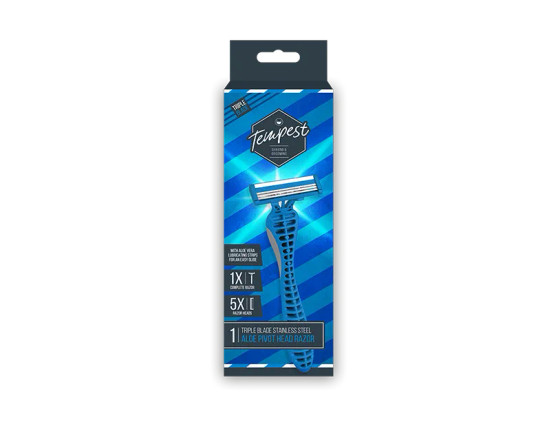 Mens Three Blade Aloe Pivot Head Razor 6pk