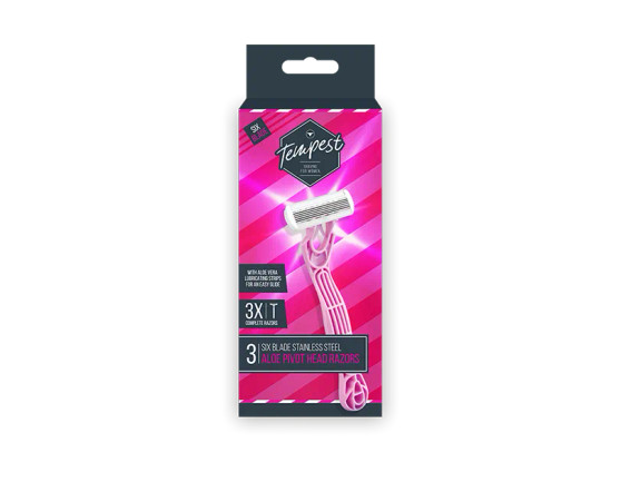 Ladies Six Blade Aloe Pivot Head Razor 3pk
