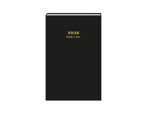 2026 Black A5 Page A Day Diary - Assorted