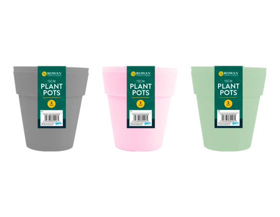 Plant Pots 15cm 2pk - Assorted