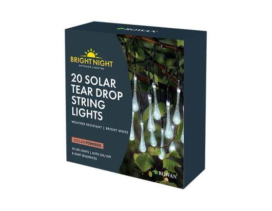 Tear Drop Solar String Lights Bright White