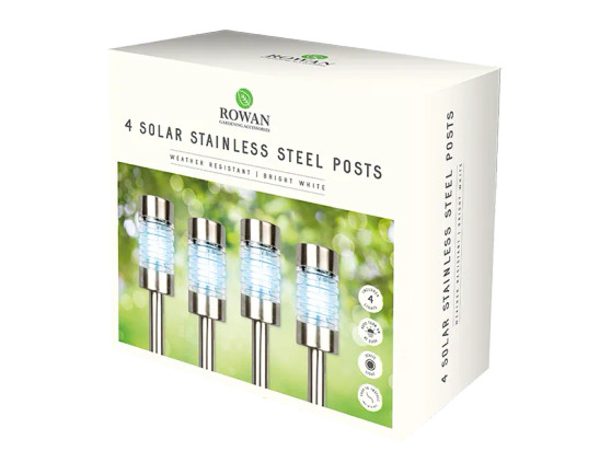 Silver Solar Post Lights 4pk