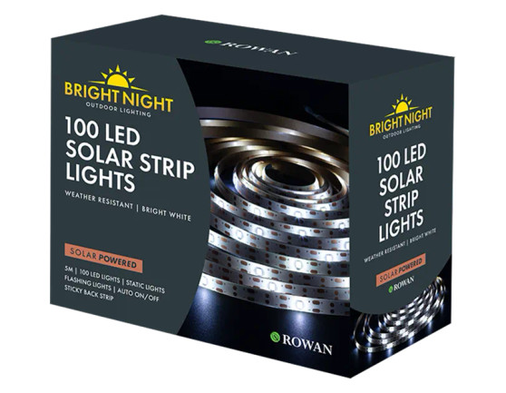 Solar LED Bright White Strip Lights 5M