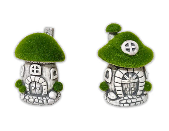 Flocked Mushroom House 13cm - Assorted