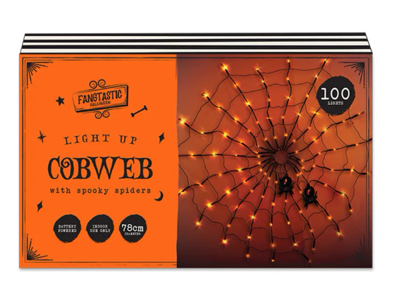 Spooky Light Up Cobweb with Spiders 78cm