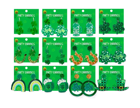 St. Patrick's Day Adult Metal Earrings  - Assorted