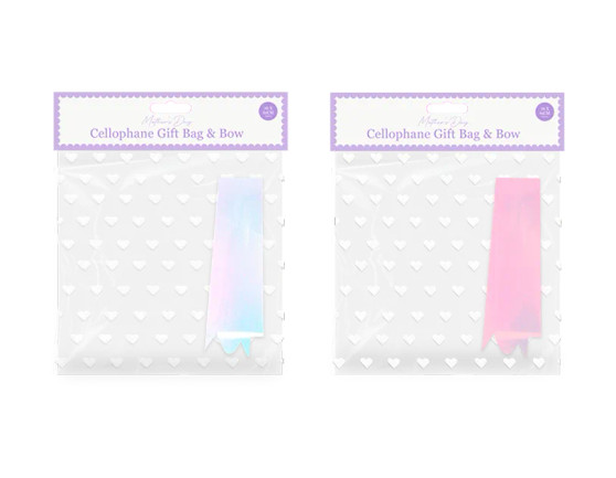 Mother's Day Cellophane Gift Bag & Giant Bow - Assorted