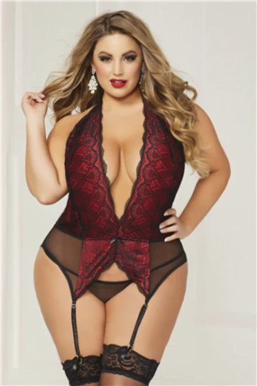 Seven 'Til Midnight  Chemise Set - Black & Red