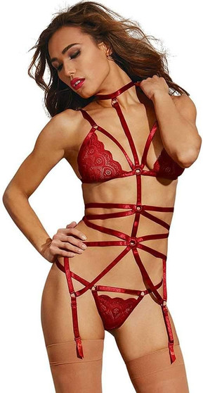 Dreamgirl Strappy Bra and Garter Play Set
