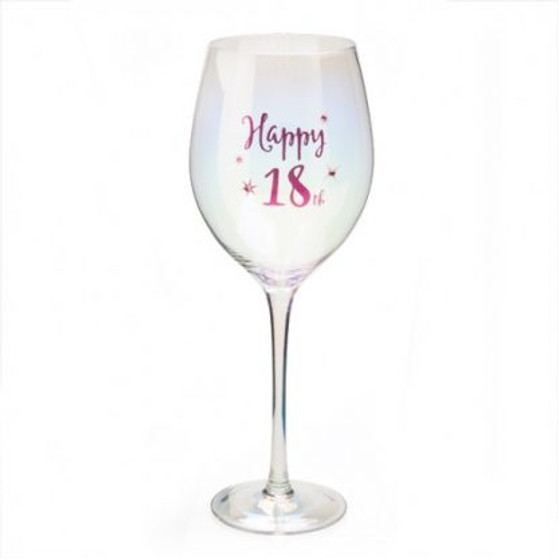 Happy 18th Wine Glass