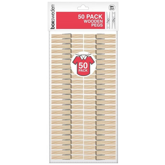 Boxsweden Wooden Clothes Pegs 50 Pack