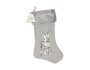 Sequin Reindeer Faux Fur Stocking - Grey