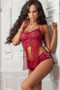 GWorld Raspberry Halter Lace Top and Shorts