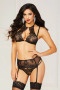 Seven til Midnight Bed of Roses Bra Set - Black