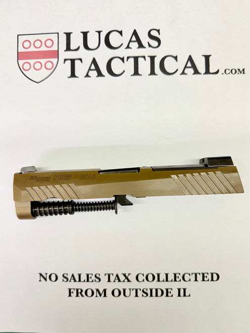 SIG SAUER M18 Complete Slide Assembly – Factory New – 9mm – OEM P320 M18 Slide w/ Barrel & Recoil Spring – Coyote