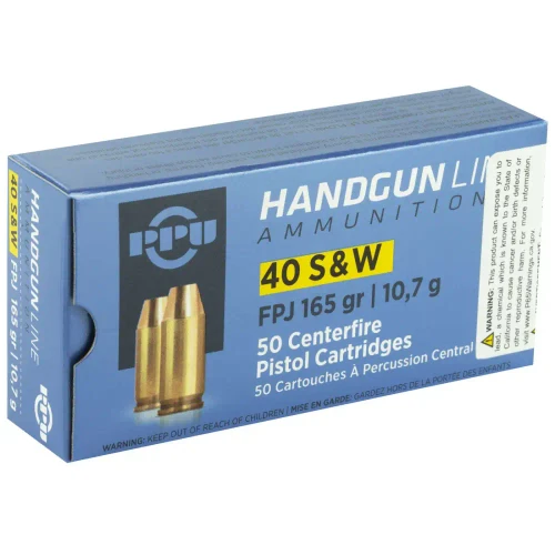 PPU PISTOL AMO 40 S&W 165GR FPJ 50RD (10 BOX CASE)