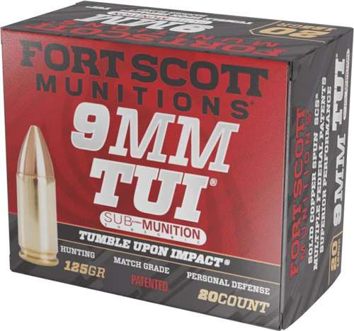 FORT SCOTT MUNITIONS LEAD FREE PISTOL AMO 9MM SUBSONIC 125GR TUI BRASS CASE 20-RD (25 BOX PER CASE)