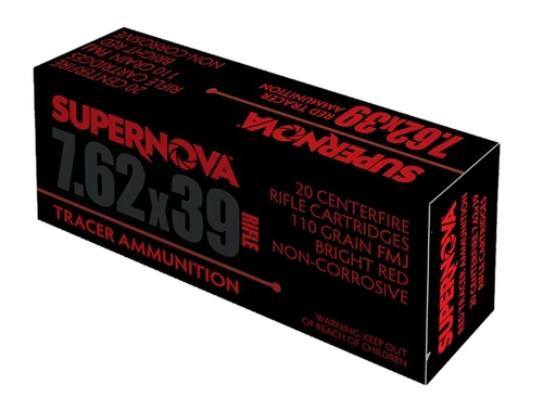 SUPERNOVA  AMMUNITION AMO 7.62X39MM 110GR FMJ RED TRACER 20RD ( 10 BOXES PER CASE )