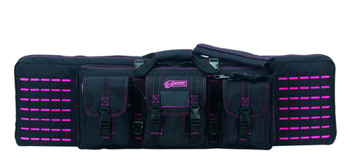 VOODOO TACTICAL 42" PADDED WEAPONS CASE WITH DIE CUT MOLLE (BLACK WITH PINK)