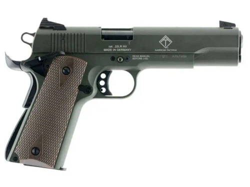 GSG M1911 HGA .22LR 5" THRD BBL WOOD GRIP 10RD OD GREEN