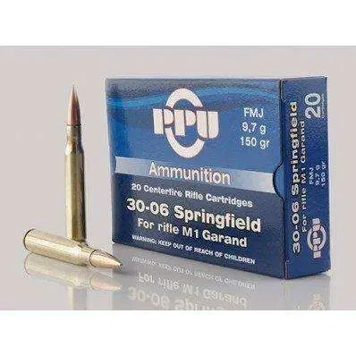 PPU STANDARD RIFLE AMO 30-06 SPRINGFIELD 150GR FMJ M1 GARAND METAL CAN 500RD (1 CAN PER CASE)