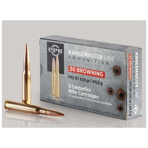 PPU RANGEMASTER RIFLE AMO 50 BMG 625GR FMJ METAL CAN 120RDS