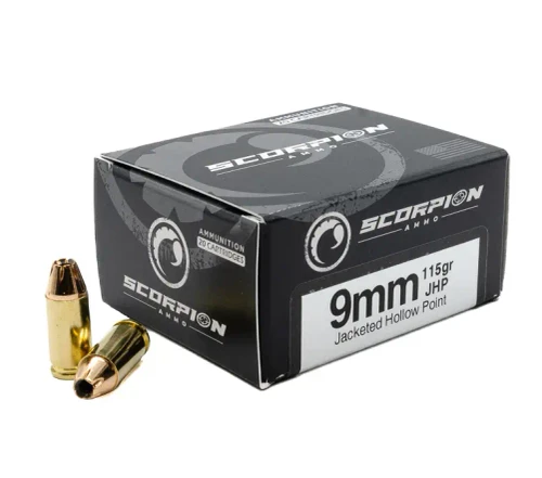 SCORPION AMO 9MM 115GR JHP 20RD BOX ( 10 BOXES PER CASE)