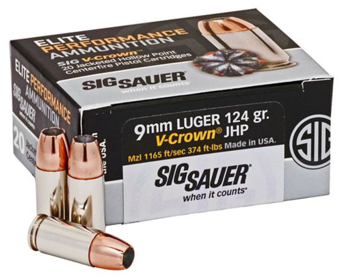 SIG 9MM 124GR V-CROWN 20RD