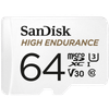 SanDisk High Endurance microSDXC Card, SQQNR 64G, UHS I, C10, U3, V30, 100MB/s R, 40MB/s W, SD adaptor, 2Y