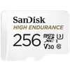 SanDisk High Endurance microSDXC Card, SQQNR 256G, UHS I, C10, U3, V30, 100MB/s R, 40MB/s W, SD adaptor, 2Y