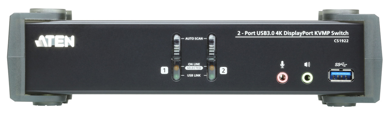 Aten Port USB 3.0 4K DisplayPort KVMP Switch with build in MST Hub.  Support HDCP, 4096 x 2160 60Hz. DP 1.2, Mouse emulation, Keyboard  emulation Technotronics