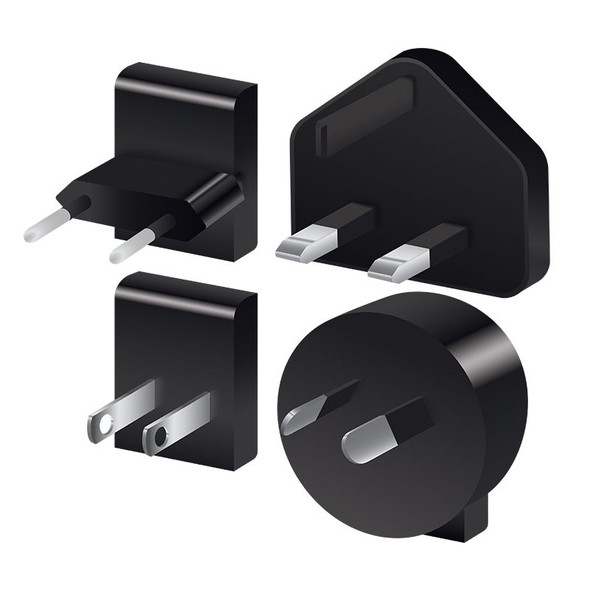 ALOGIC USB-C Power Adapter 60W-Black Colour (UV Oil Finish) with AU/EU/UK/US Plugs, pouch and white PS inner blister - MOQ:2
