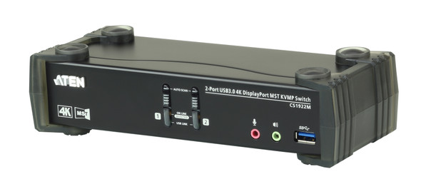 Aten 2 Port USB 3.0 4K DisplayPort KVMP Switch with build in MST Hub. Support HDCP, 4096 x 2160 @ 60Hz. DP 1.2, Mouse emulation, Keyboard emulation