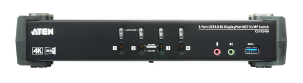 Aten 4 Port USB 3.0 4K DisplayPort KVMP Switch with build in MST Hub. Support HDCP, 4096 x 2160 @ 60Hz, DP 1.2, Mouse emulation, Keyboard emulation