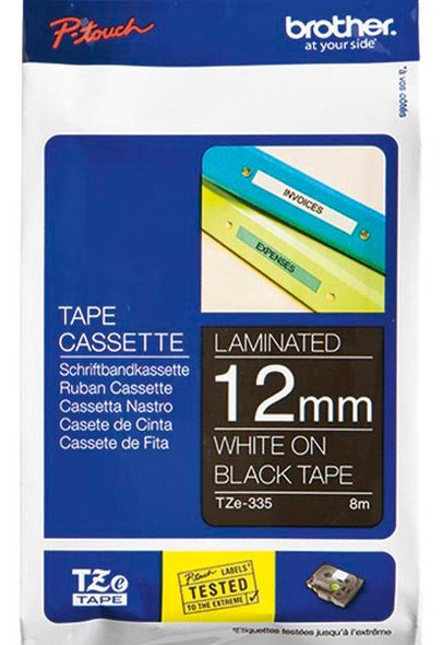 12MM WHITE ON BLACK TZ TAPE