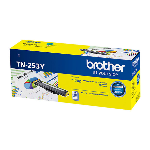 Brother YELLOW TN253Y toner  HL-3230CDW/3270CDW/DCP-L3015CDW/MFC-L3745CDW/L3750CDW/L3770CDW (1,300 Pages)